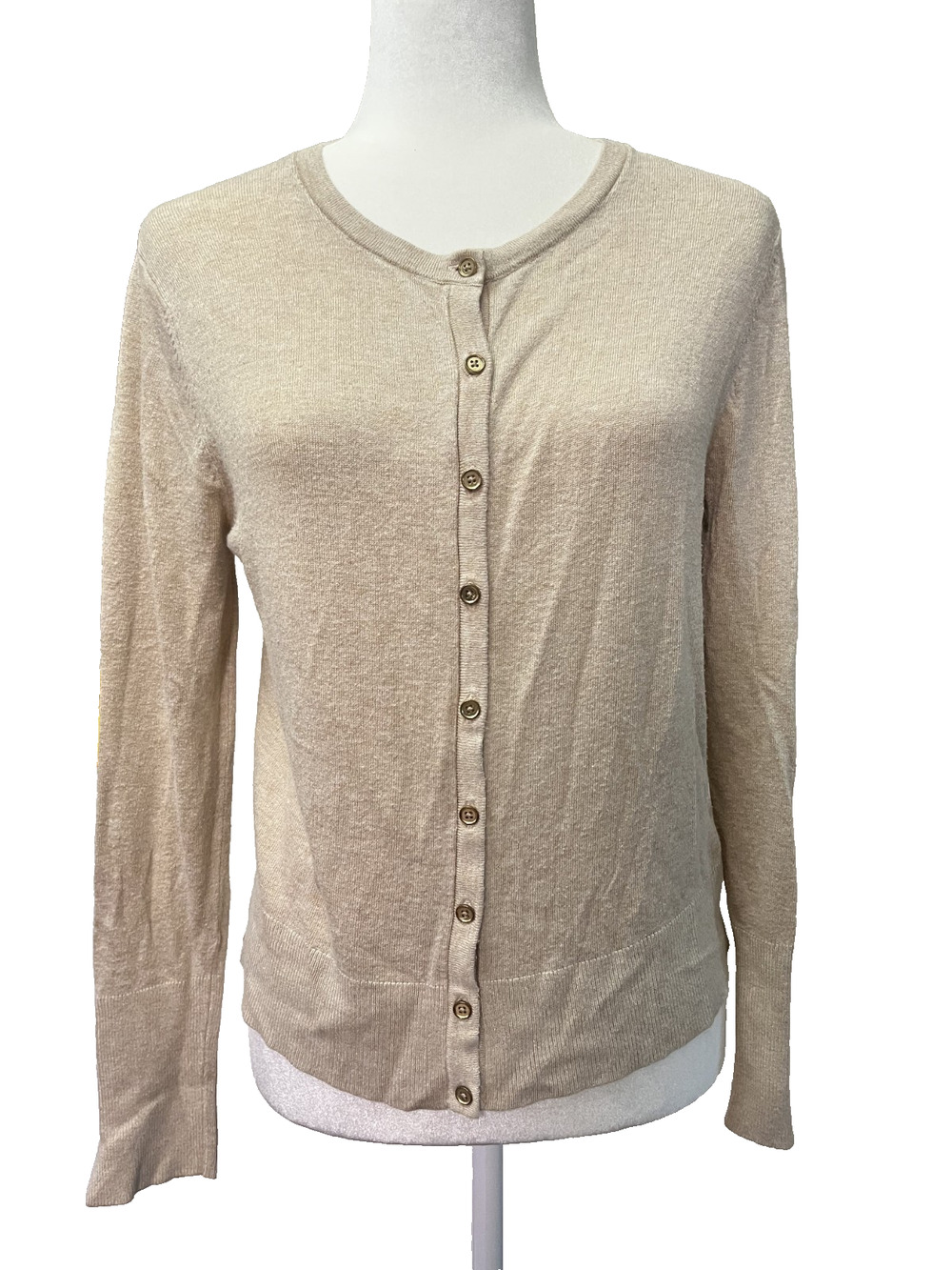 Women's Primark Size Medium Cream/Beige Knit Cardigan Gold Buttons Autumn Cozy